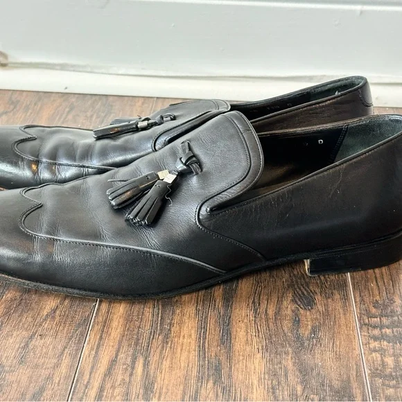 Salvatore Ferragamo Black Leather Tassel Loafers